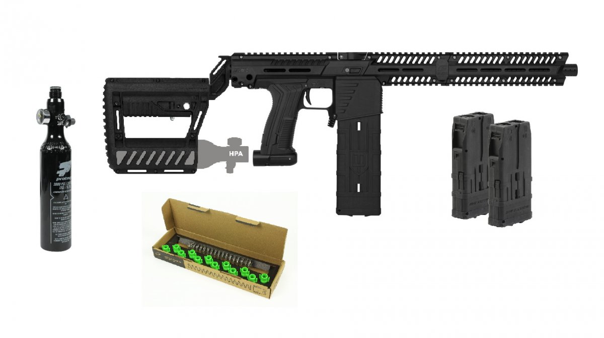 Fully Loaded EMF100 Black Pakker Paintball Supply